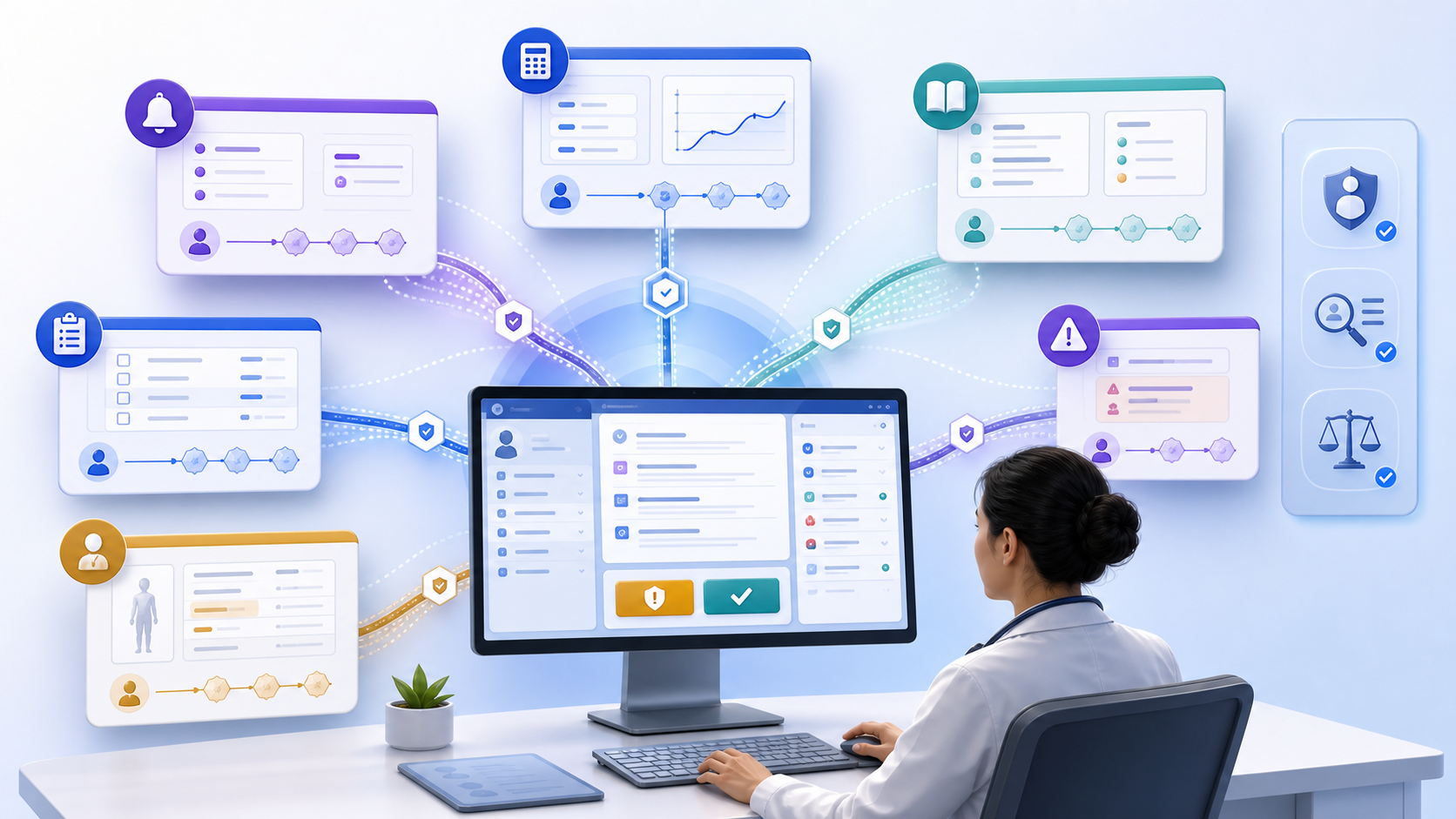 clinical decision support tools workflow connecting healthcare data, analytical review, and clinician oversight