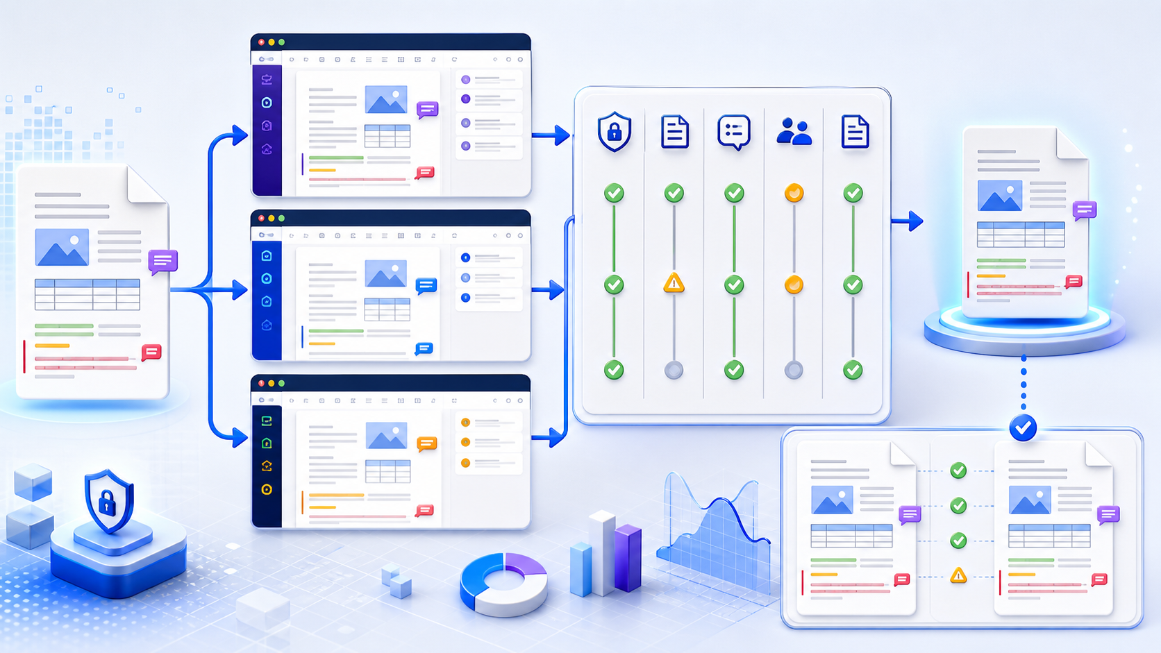 DOCX Editor Online 完整选型指南：功能、隐私、保真与导出测试方法主题流程示意图，展示关键步骤、内容结构与最终输出之间的关系