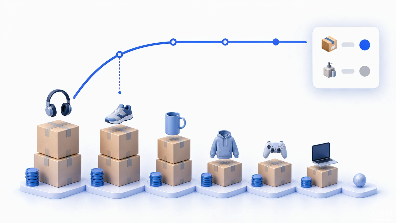 Descending returned product and parcel bars with a cumulative curve plus separate unit and contribution-loss layers