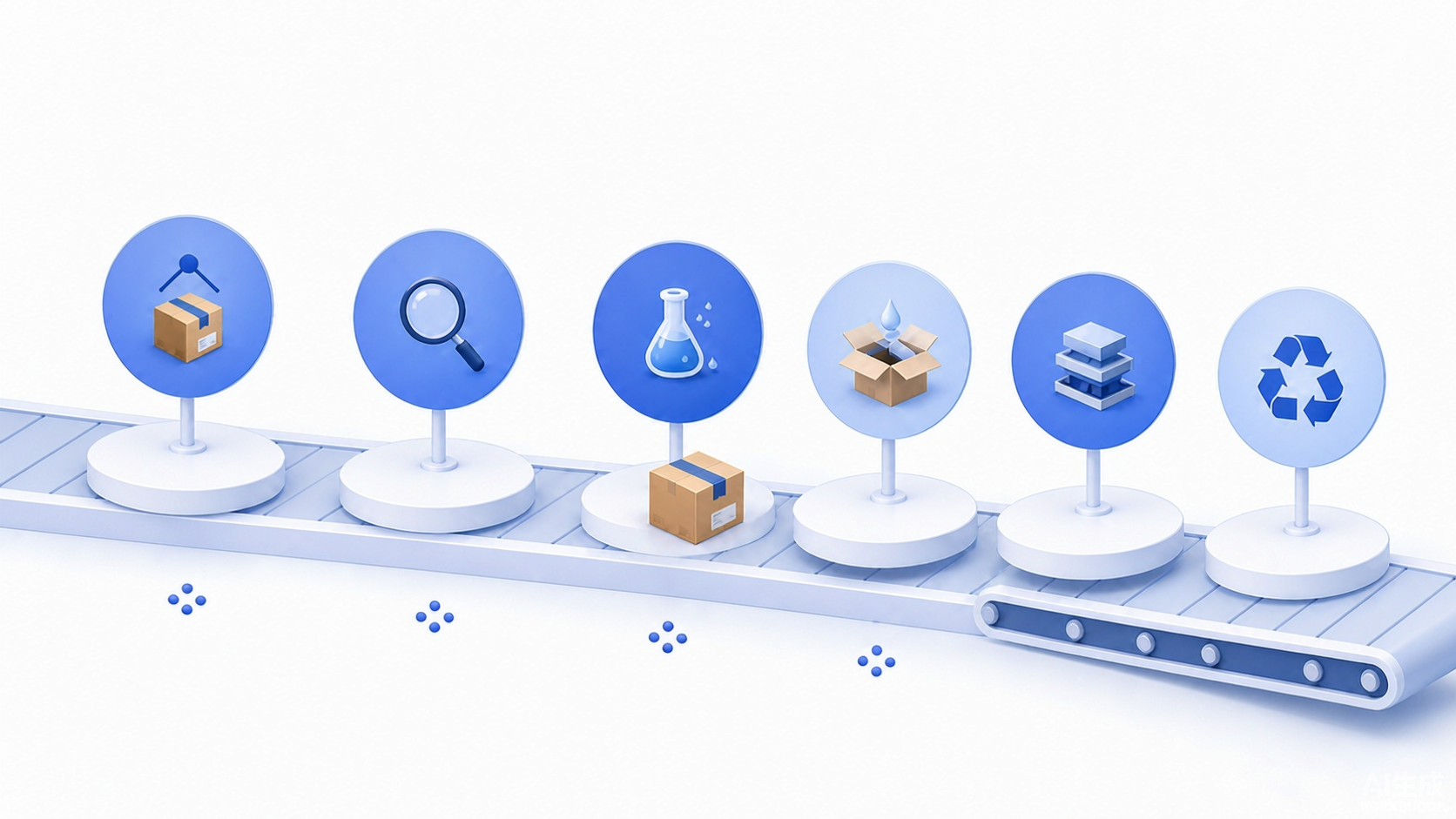 Returned parcel moving through scan, inspection, testing, cleaning, repacking, grading, and disposition stations with resource markers